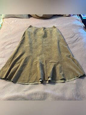 Chico’s tan suede leather flared midi skirt size 2 (12) western wear
